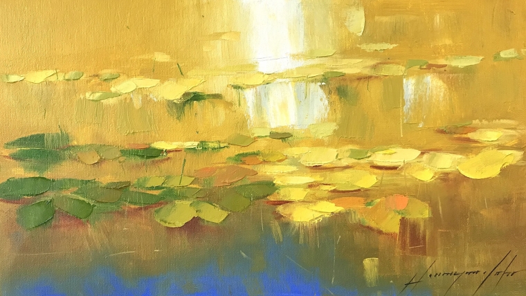 Waterlilies, Original oil Painting, Handmade artwork, One of a Kind     